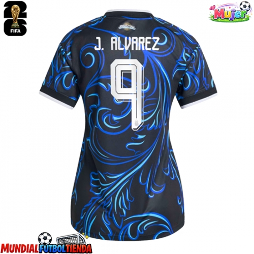 Camiseta Argentina Julian Alvarez #9 Segunda Equipación Replica Mundial 2026 para mujer mangas cortas